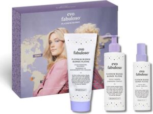 Evo Fabuloso Best Of Blonde Pack - fabuloso Platinum Blonde Toning Shampoo 250ml - fabuloso Platinum Blonde Colour Boosting Treatment 220ml - fabuloso platinum blonde toning mist 140ml